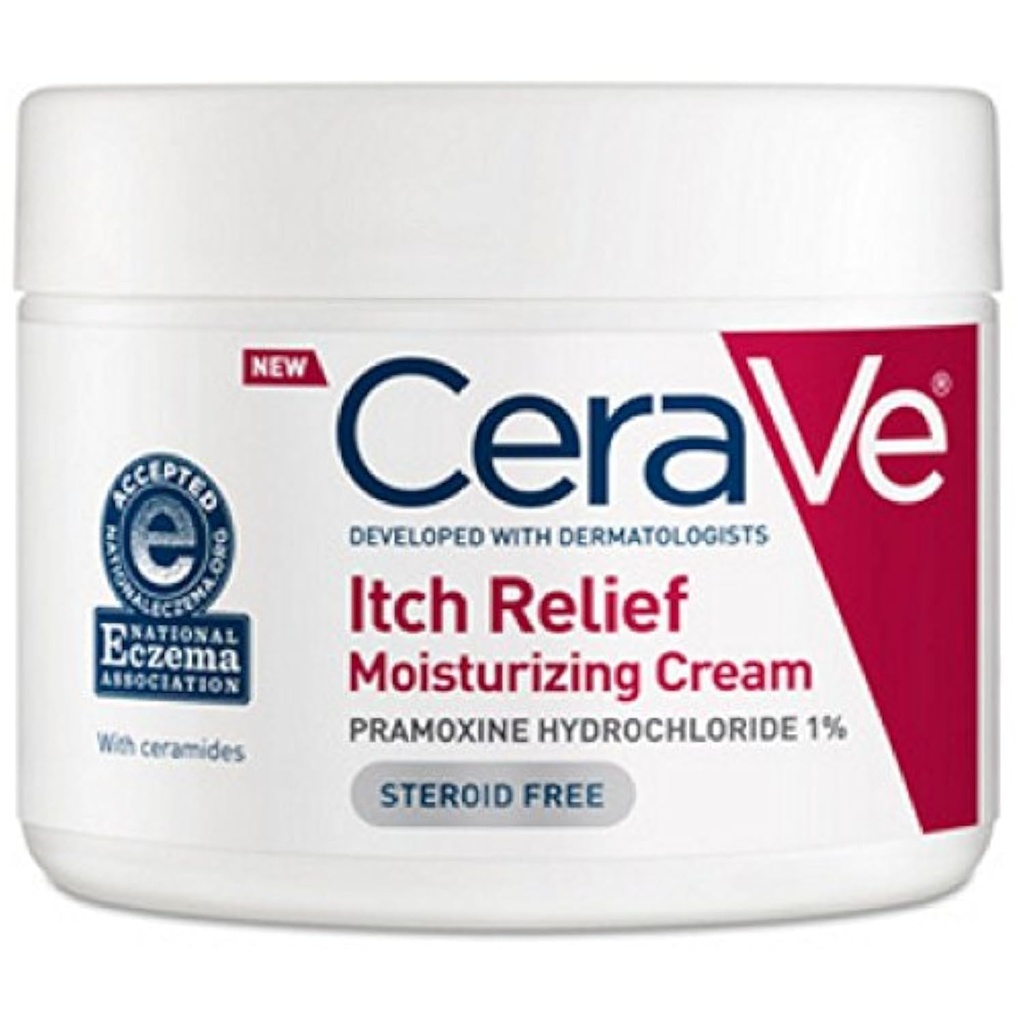 CeraVe Ενυδατική Κρέμα για την ανακούφιση του ξηρού δέρματος, 12 ουγγιά, Fragrance Δωρεάν Κρέμα με Pramoxine για Itch Relief