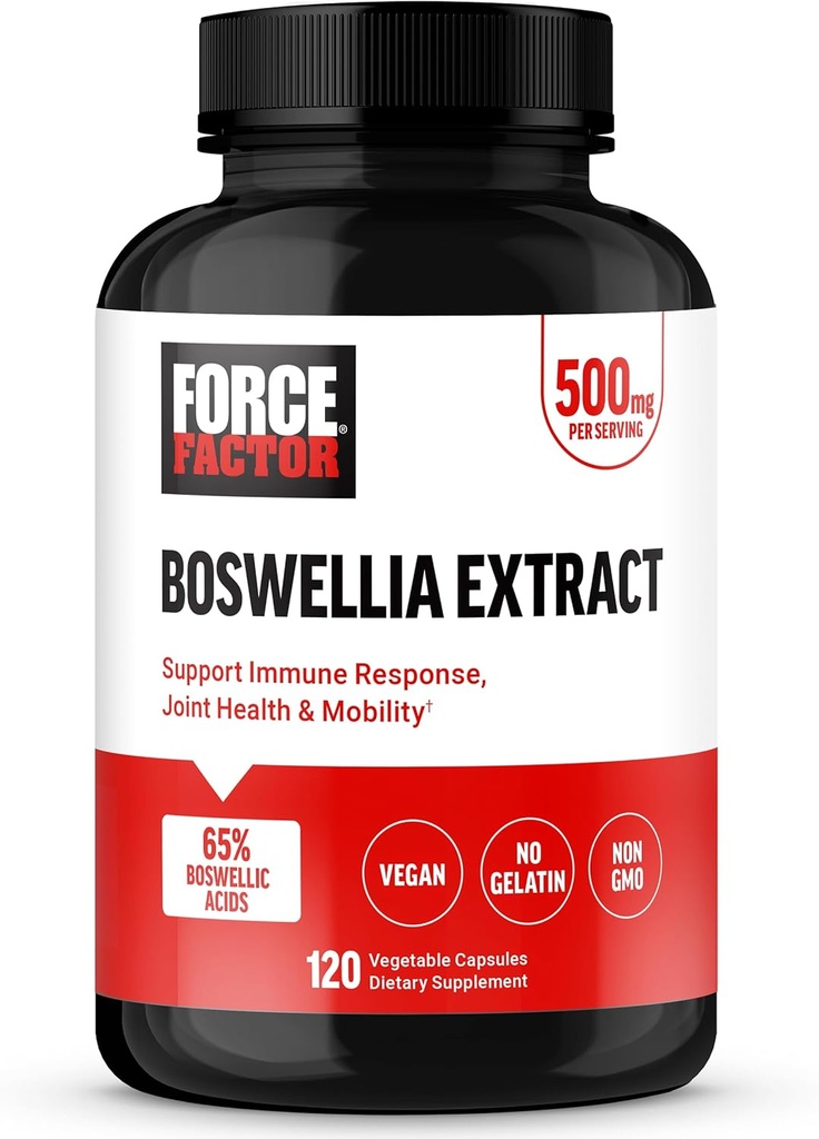 FORCE FACTOR Boswellia Extract Κάψουλες, συμπλήρωμα ανοσοστήριξης και κοινό συμπλήρωμα υγείας για γυναίκες και άνδρες, Made with Premium Boswellia Serrata Extract, Vegan, Non-GMO, 120 κάψουλες