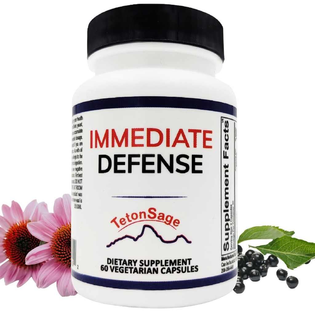 Immediate Defense Immune Support - çinko, Black Elderberry, Echinacea, A & C ile B12, | Yetişkinler için Güçlü Immunity ATM | Immune System ATM Supplement 60 Capsules