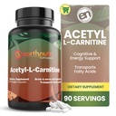 EarthNutri Acetyl-L-Carnitine Capsule – Add Free, Gluten Free, No Fillers, No Preservatives – Acetyl L-Carnitine Supplement Concentration & Energy – 500 mg Per Service, Unflavored 90