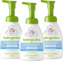 Babyganics Χωρίς αλκοόλ Αφριστικό Εξυπηρετητής χεριών, Μπουκάλι αντλίας, Αρώματα Δωρεάν, 8,45 oz, 3 Pack