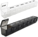 2 Pack Weekly Pill Organizer, Μεγάλο 7 Day Pill Case, Daily Vitamin Case Medicine Box, AM/PM Pill Containers for Medicine Συμπληρώματα Fish Oil (White & Black)