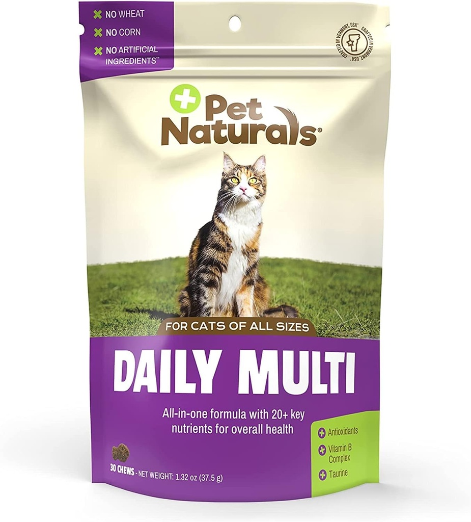 Pet Naturals Καθημερινή πολυβιταμίνη για γάτες με βιοτίνη, ταυρίνη και αργινίνη, 30 μάσημα με γεύση ψαριών