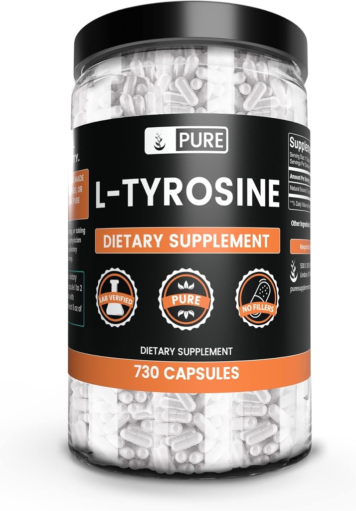 PURE ORIGINAL INGREDIENTS L-Tyrosine (730 Capsules) Hiçbir Magnezyum Or Rice Fillers, Her Zaman Saf, Lab