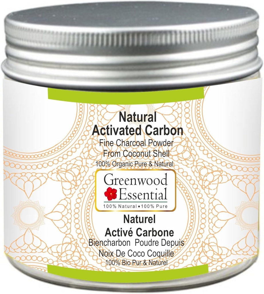 Greenwood Essential Natural Aktif Karbon Fine Charcoal Tozu Coconut Shell %100 Organik Pure & Natural 100gm (3.5 oz)