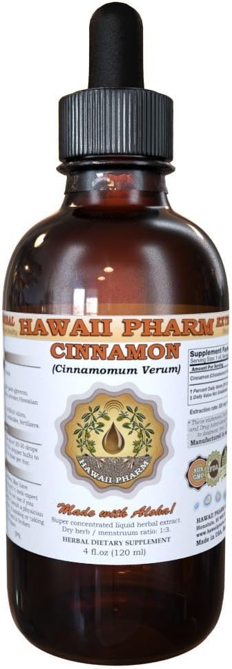 HawaiiPharm Cinnamon Liquid Extract, Cinnamon (Cinnamomum Verum) Bark Toz Tincture Supplement 4 ozz
