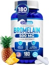 Beş mg Capsules Bromelain 500 mg Capsules - 1200 GDU/Serving - Bromelain Supplement from Pineapple Extract - Proteolytic Enzymes for Digestion, Abxia, Ortak Ağrı, Kas Soreness - 180 Capsules
