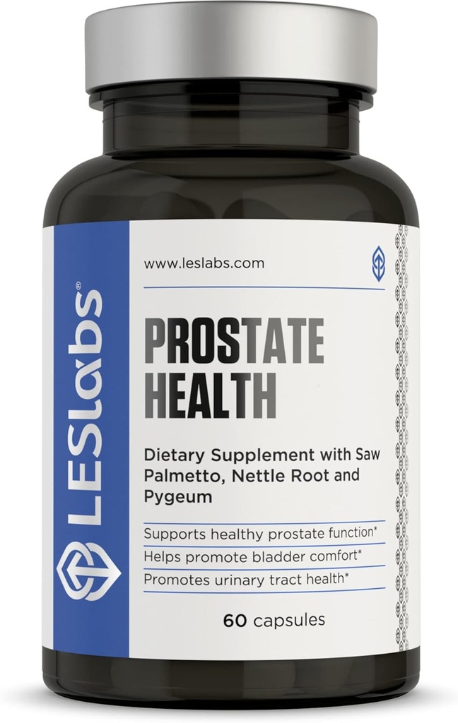 LES Labs Prostate Health – Prostate Support, Urinary Tract Health, Λιγότερες επισκέψεις στο μπάνιο & βελτιωμένο ύπνο – Saw Palmetto, Pygeum, Beta Sitosterol & Nettle Root – Συμπλήρωμα μη ΓΤΟ – 60 κάψουλες