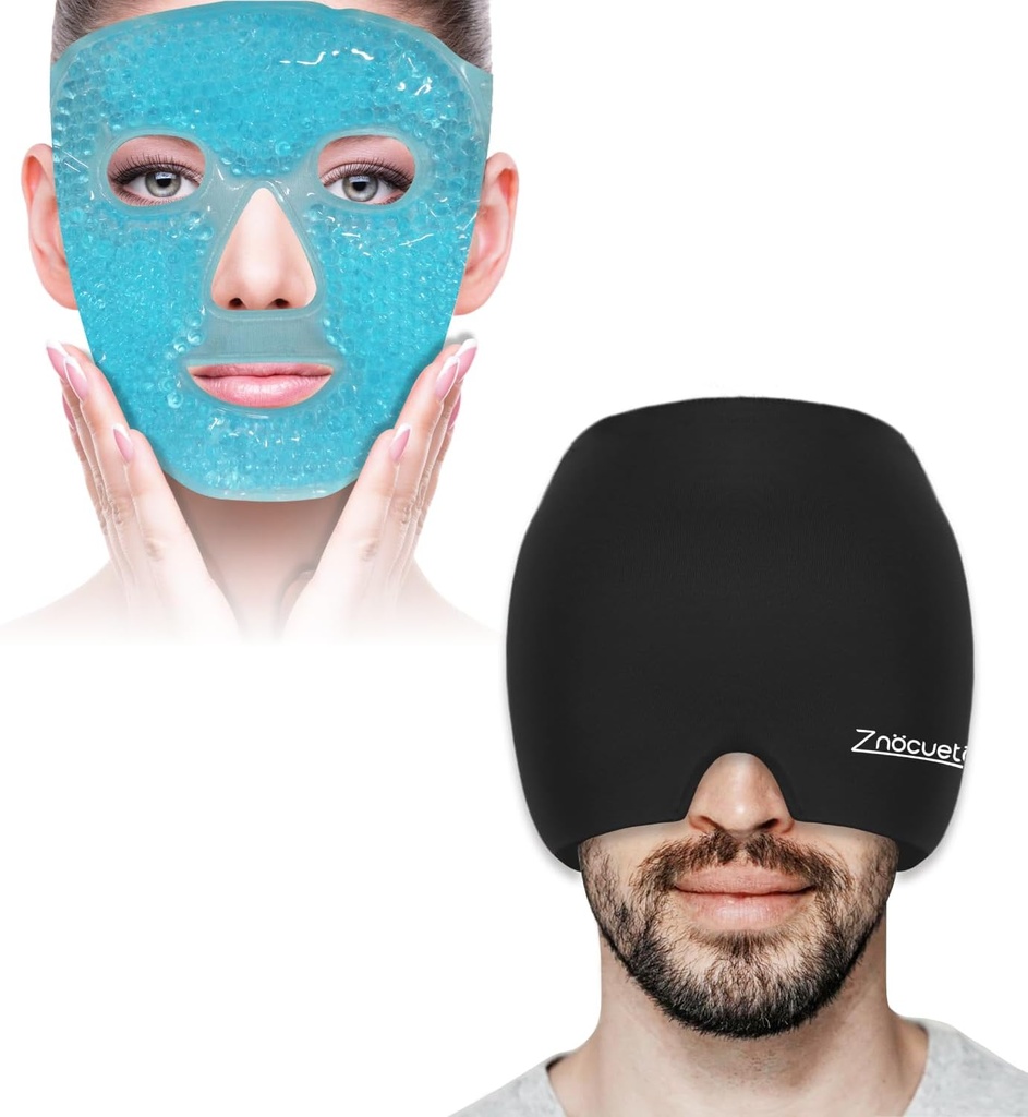 ZNÖCUETÖD Bundle of Gel Beads Ice Face Mask for Panhones, Puffy Eyes, Redness and Ημικρανία Κεφαλαλγία Relief Cap Hat, Head ice Pack Wrap Cooling Gel Ice Beanie Cold Cap