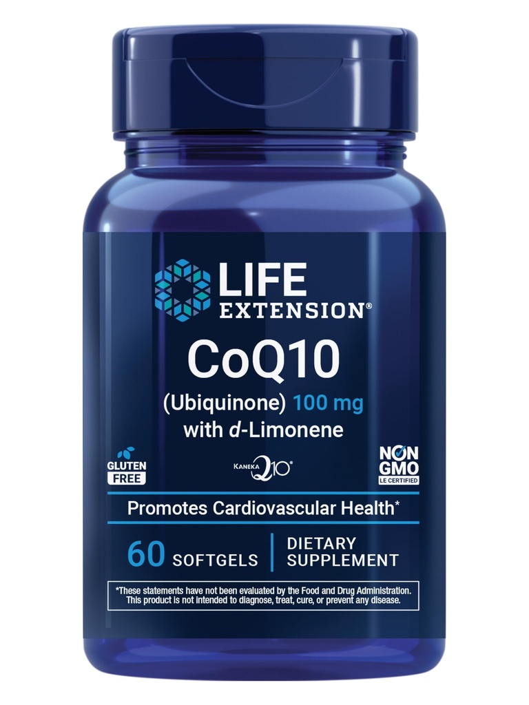 Life Extension CoQ10 (Ubiquinone) with d-Limonene – Heart Health, Fight General Fatigue, Better Abors – Gluten-Free, Non-GMO – 60 Softgels