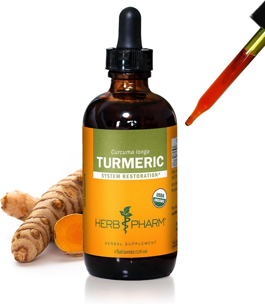 Βότανο Pharm Certified Organic Turmeric Root Liquid Extract για την υποστήριξη του μυοσκελετικού συστήματος - 4 oz