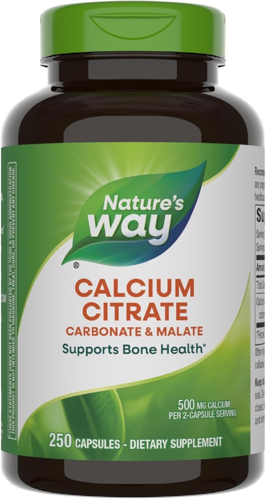 Nature's Wayuba Citrate, 2Capsule başına 500 mguba, Bone Health & Muscle Function*, Citrate, Carbonate & Malate, Gluten Free, 250 Capsules (Pazarlama May Vary)