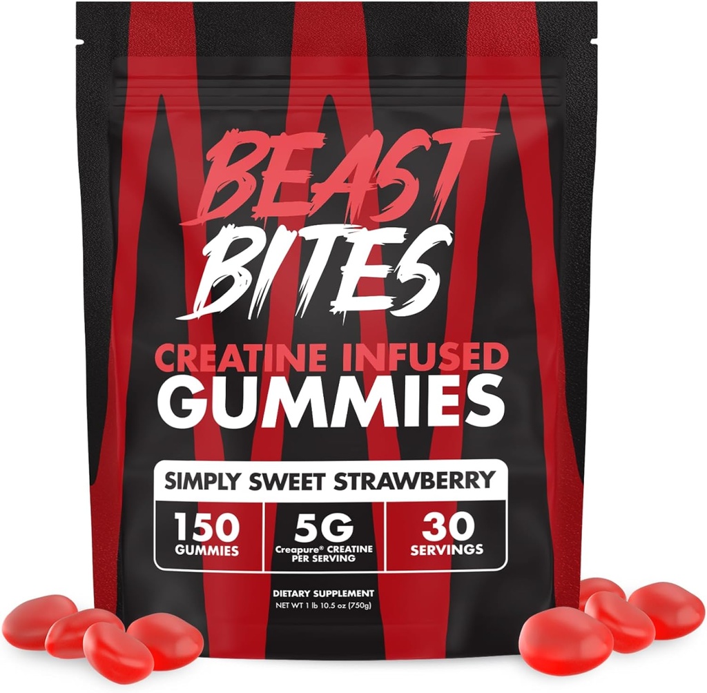 BEAST BITES - Creatine Infused Gummies - 5g Creapure Creatine Monohydrate Per Serving - NSF Certified for Sport - 30 Servings