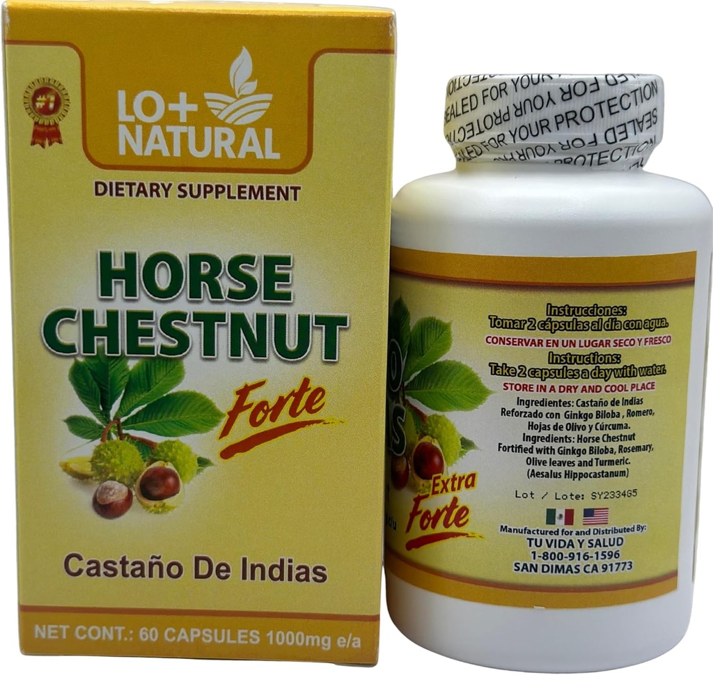 Castaño de Indias Forte para la Circulación 1000 mg - Castaño de Indias 60 cápsulas/Horse Chestnut Forte for Circulation 1000 mg - Horse Chestnut 60 Capsles (1)