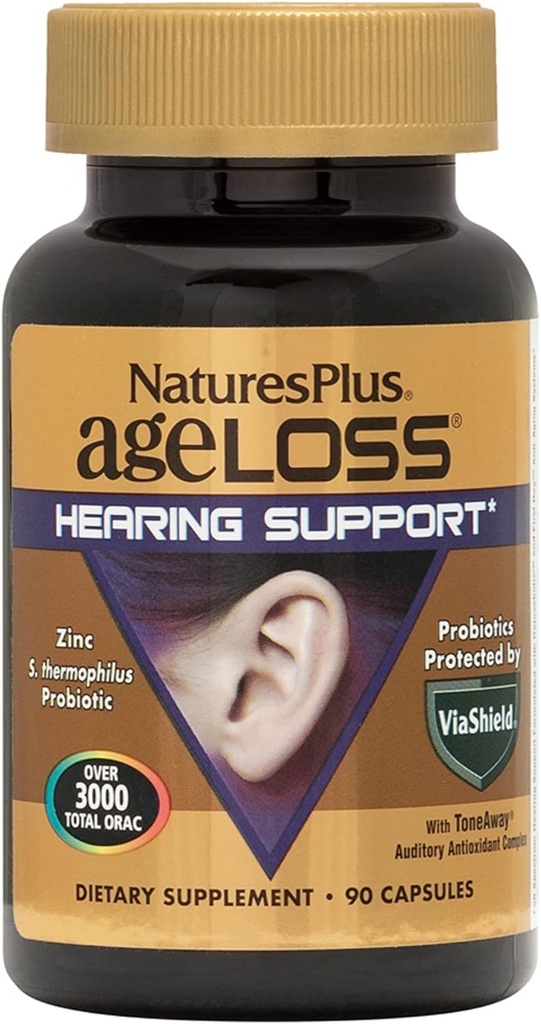 Natures Plus AgeLoss İşitme Desteği - 90 Capsules - Vegetarian, Gluten Free - 30 hizmet