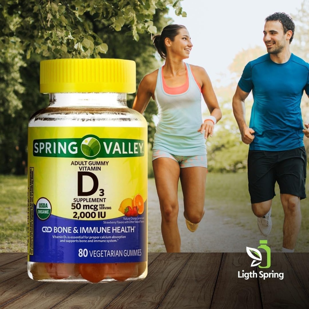 Vitamin D3 Gummy, 2000 IU, 80 Ct + Vitamins & Minerals - Better Lighte&Spring Guide© A to Z for Immune & Bone Health |Orange, Lemon & Strawberry (1 Pack 80 Ct)