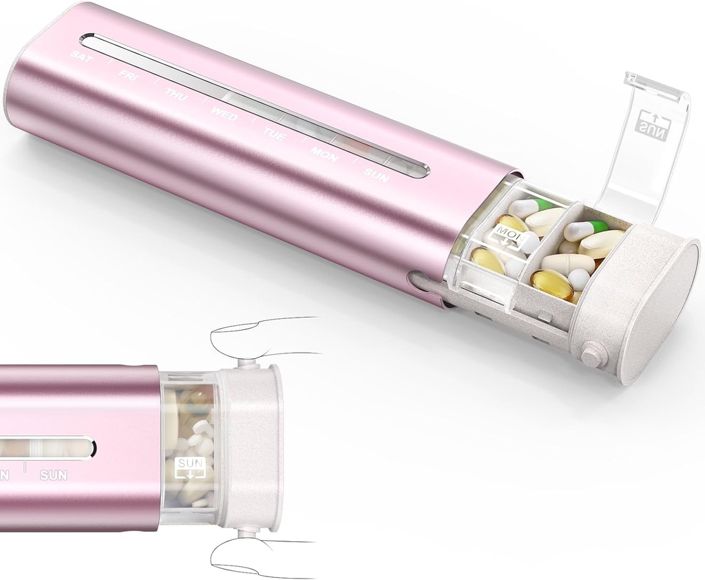 Zannaki Alüminyum 7 Günlük Pill Organizer, Portatif Seyahat Pill Üç Katmanlı Diyle Vakası, Büyük Kapasiteli Günlük Pill Box, Pillrec Konteyner Vitaminler, Pills, Supplements ve İlaçlar için