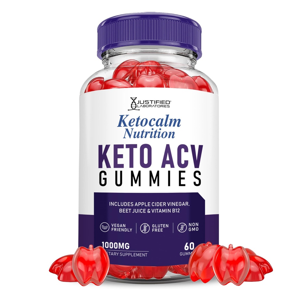 Sadece laboratuvarları Ketocalm Beslenme Keto ACV Apple Cider Vinegar, Pomegranate Beet Juice B12 Vegan Non GMO 60 Gummies