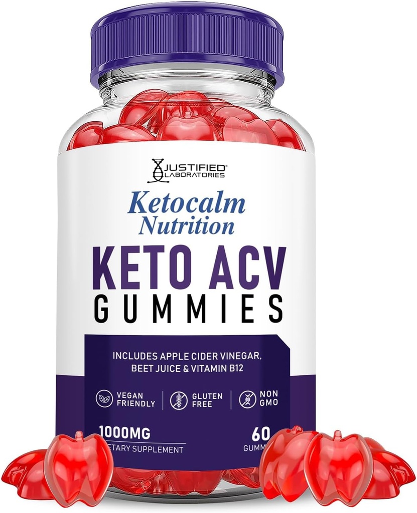 Sadece laboratuvarları Ketocalm Beslenme Keto ACV Apple Cider Vinegar, Pomegranate Beet Juice B12 Vegan Non GMO 60 Gummies