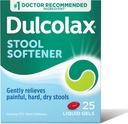 Dulcolax Stool Softener Laxative Liquid Gel Capsules, Hard, Kuru Stools, Docusate sodyum 100 mg, 25 Count