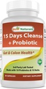 Best Naturals 15 Day Gut & Colon Cleanse + Probiotics for Women & Men with Senna, Cascara Sagrada & Psyllium Husk- 30 Capsules - Non-GMO & Gluten Free.