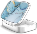 Pill Box 2 Karşılaştırma Tıp Pill Case, Pocket veya Purse Pill Box Dekoratif Metal Tıp Vitamini Organize Özel Hediye (Bule Mermer)