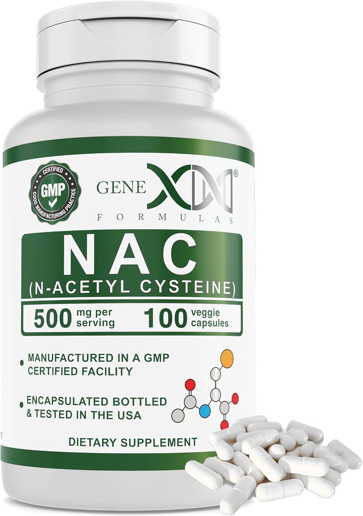 Genx Formulas NAC 500 mg (100 Capsules) N-Acetyl Cysteine, Supports Liver Health - Non-GMO, Gluten Free, Vegan (3 Ay Supply)