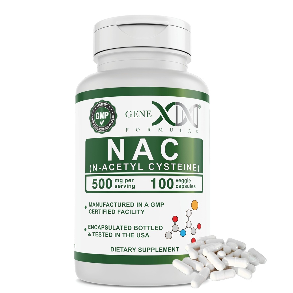 Genx Formulas NAC 500 mg (100 Capsules) N-Acetyl Cysteine, Supports Liver Health - Non-GMO, Gluten Free, Vegan (3 Ay Supply)