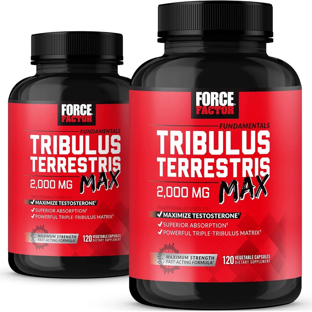 FORCE FACTOR Trib Terulusris Max for Men 2Pack, testosteron ATM, Male Vitality Supplement, Made with Key Natural Materialss Superior Abxia, 2000 mg, 240 Capsules, Red Terulusris Max for Men 2Pack, testosteron ATM, Male Vitality Supplement, Made with Key Natural Materialss Superior Abxia, 2000 mg, 240 Capsules, Red