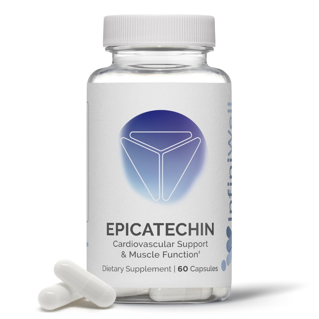 InfiniE Epicatechin Supplement - Support Muscle Building & Nitrik Oksit Prodüksiyon - Sağlıklı Protein Synthesis, Egzersiz Kurtarma, Antioksi Support & Cognitive Function (60 Capsules)