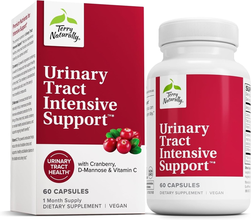 Terry Natural Urinary Tract I intense Support - Supplement with Cranberry for Bladder Health Support - Kidney Health Supplement with D-Mannose & Vitamin C - 60 Capsules (30 hizmet)
