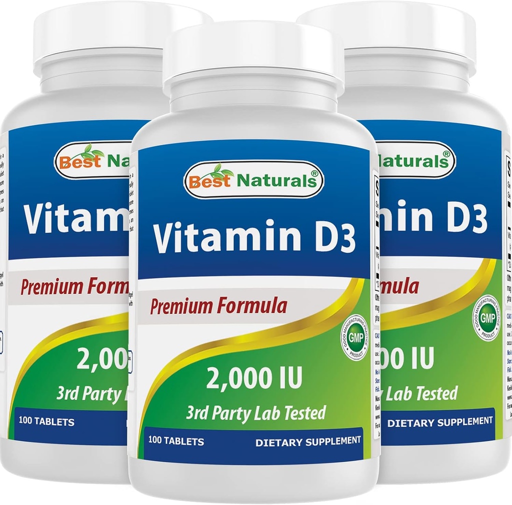 En İyi Doğal Vitamin D3 2000 IU (50 mcg) - 100 Tablet - 100 Gün Supply - Yardımlar Immune Health, Güçlü Bones ve Dişler ve Kas Fonksiyonları (100 Sayı 3))