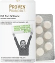 Pro-Ven Fit for School Kids Probiyotik Chewable Tabletler | 12.5 Milyar CFUs with Vitamin C & D for Ages 4-16 | Natural Strawberry Flavor | Vegetarian, Gluten & Lactose Free | 30 Günlük Tabletler