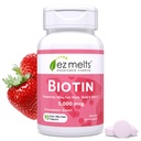 EZ Melts Dissolvable Biotin 5.000 mcg, Saç, Skin & Nail Desteği, Sugar-Free, 3-Month Supply - 1 Pack