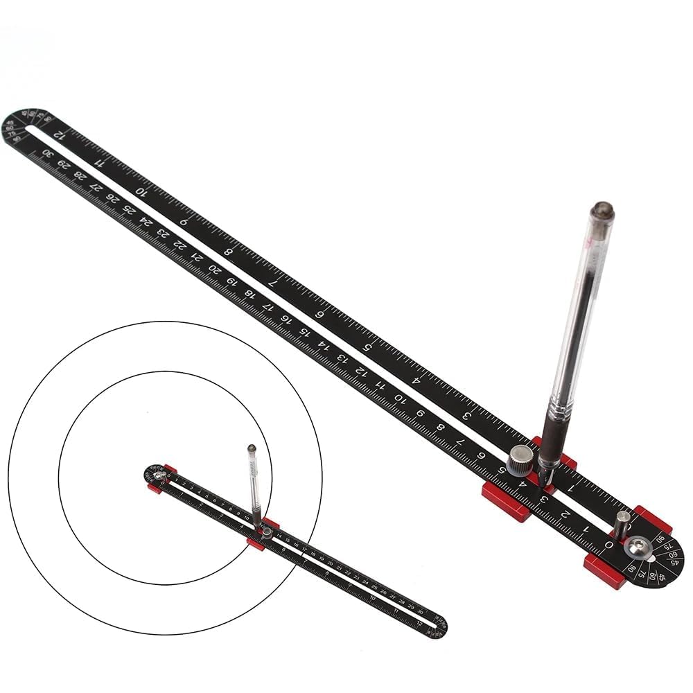 300mm Woodworking Compass Tool, Büyük Compass Woodwork Scribing Circle, Carpenter Compass Ruler Marking Gauge Circle Marking Tool for Mühendis Carpenter (Black)