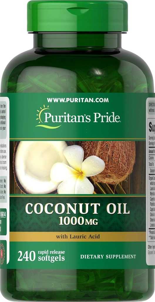 Puritan's Pride Coconut Oil 1000 mg Softgels, 240 Kont