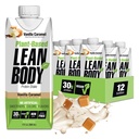 Lean Body Ready-to-drink, φυτικής βάσης Vegan Vanilla Caramel Protein Shake, 30g Protein, No Artificial Flavors, Sweeteners or Colors, Non GMO, Gluten Free, Premium Pee & Rice Blend (Pack of 12)