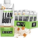 Lean Body Ready-to-drink, φυτικής βάσης Vegan Vanilla Caramel Protein Shake, 30g Protein, No Artificial Flavors, Sweeteners or Colors, Non GMO, Gluten Free, Premium Pee & Rice Blend (Pack of 12)