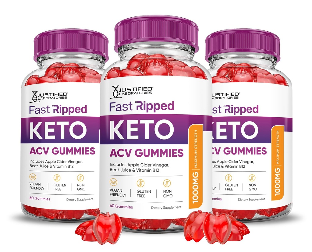 (3 Pack) Fast Ripped Keto ACV Gummies Advanced Formula 1000MG Fast Ripped Keto Gummies Apple Cider Vinegar Formulated with Pomegranate Beet Juice Powder B12 Vegan Non GMO 180 Gummys