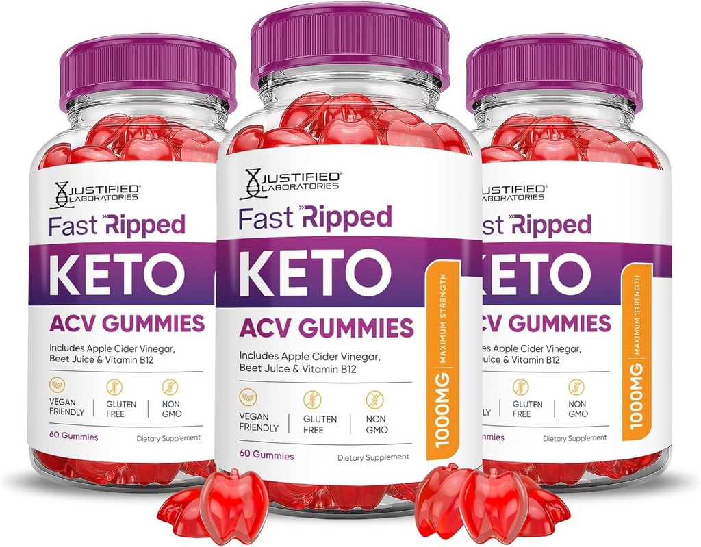 Justified Laboratories (3 Pack Keto Rush DW ACV Gummies Formula 1000MG DW Rush Chem Gummies Apple Cider Vinegar Boost Formulated with Pomegranate Beet Juice B12 Vegan Non GMO 180 Gummys