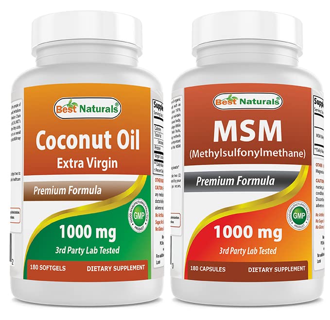 En İyi Doğallar Ekstra Virgin Coconut Petrol 1000 mg & MSM 1000 mg