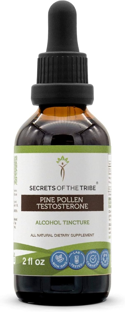 Tribe Pine Pollen testosteron Tincture Alkol Ölçeğinin Sırları, Wildcrafted Pine Pollen (Scots Pine, Pinus sylvestris) pet Pollen (2 FL OZ)