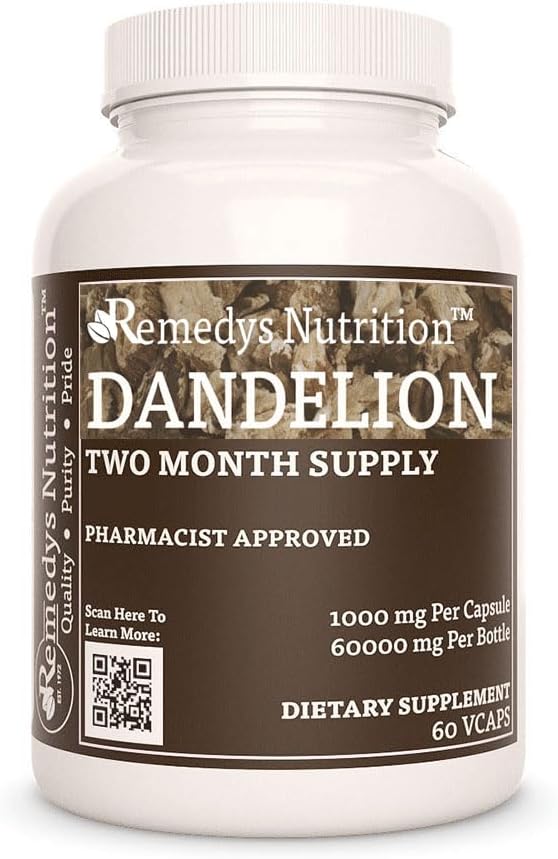 Remedy'nin beslenme Dandelion Root | 1000 mg, 60 Vegan Capsules Herbal Diyetsel Supplement | İki Ay Supply