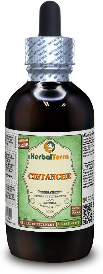 Cistanche (Cistanche Deserticola) herb Alkol Özgür Sıvı Türlü (Brand Name: HerbalTerra, Proudly Made in USA) 4 oz