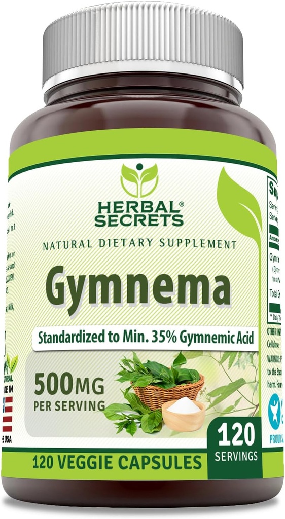 Herbal Sırları Gymnema Supplement | 500 Mg Per | 120 Veggie Capsules | Non-GMO | Gluten Free | Made in USA