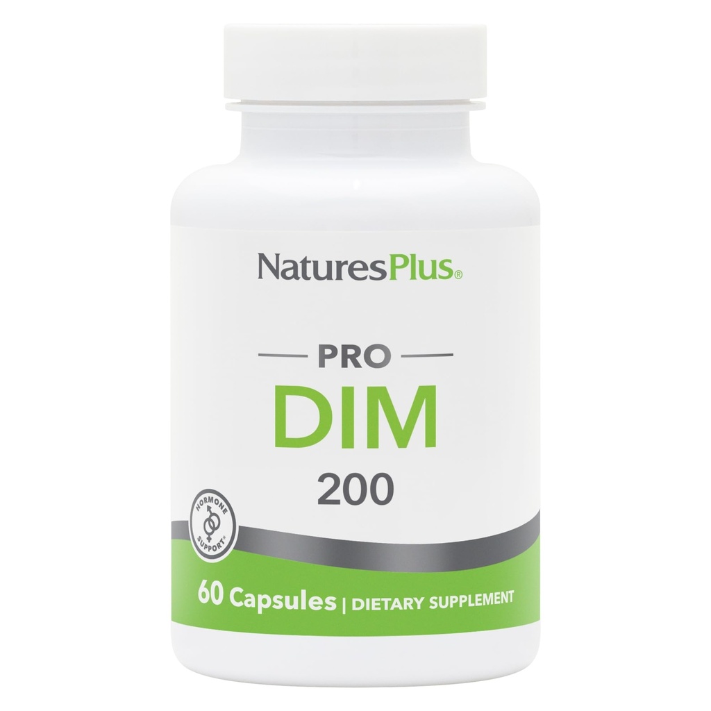 Natures Plus PRO DIM 200 mg - 60 Κάψουλες - Υποστηρίζει Υγιή επίπεδα οιστρογόνων - Μη ΓΤΟ, Vegan & Gluten Free - 30 Υπηρεσίες