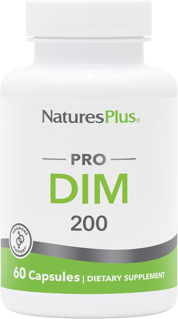 Natures Plus PRO DIM 200 mg - 60 Capsules - Sağlıklı Estrogen Seviyeleri Destek - Non-GMO, Vegan & Gluten Ücretsiz - 30 Hizmet