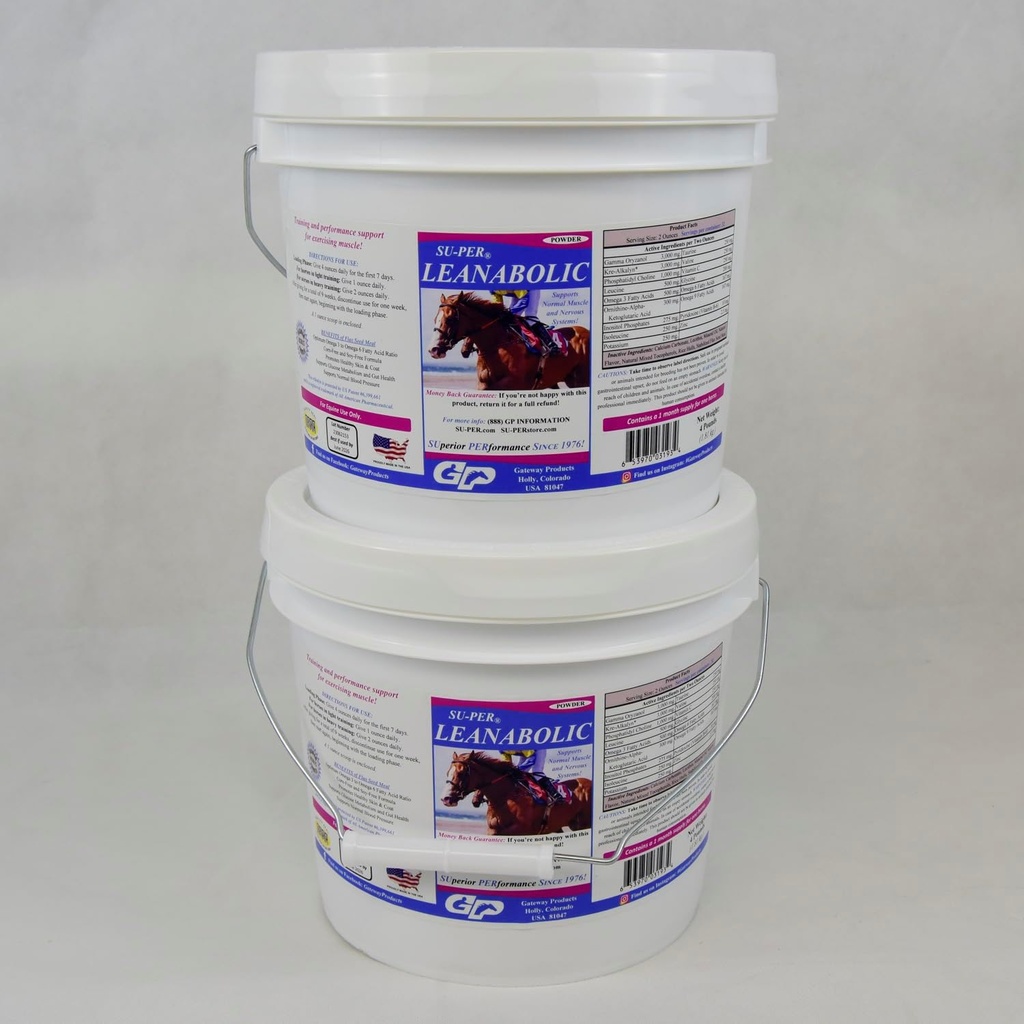 SU-PER Leanabolic Horse Muscle Supplement - Εκπαίδευση και υποστήριξη απόδοσης στα άλογα - συμπλήρωμα βιταμινών και ορυκτών αλόγων - 4 Λίρες, (2 Pack)