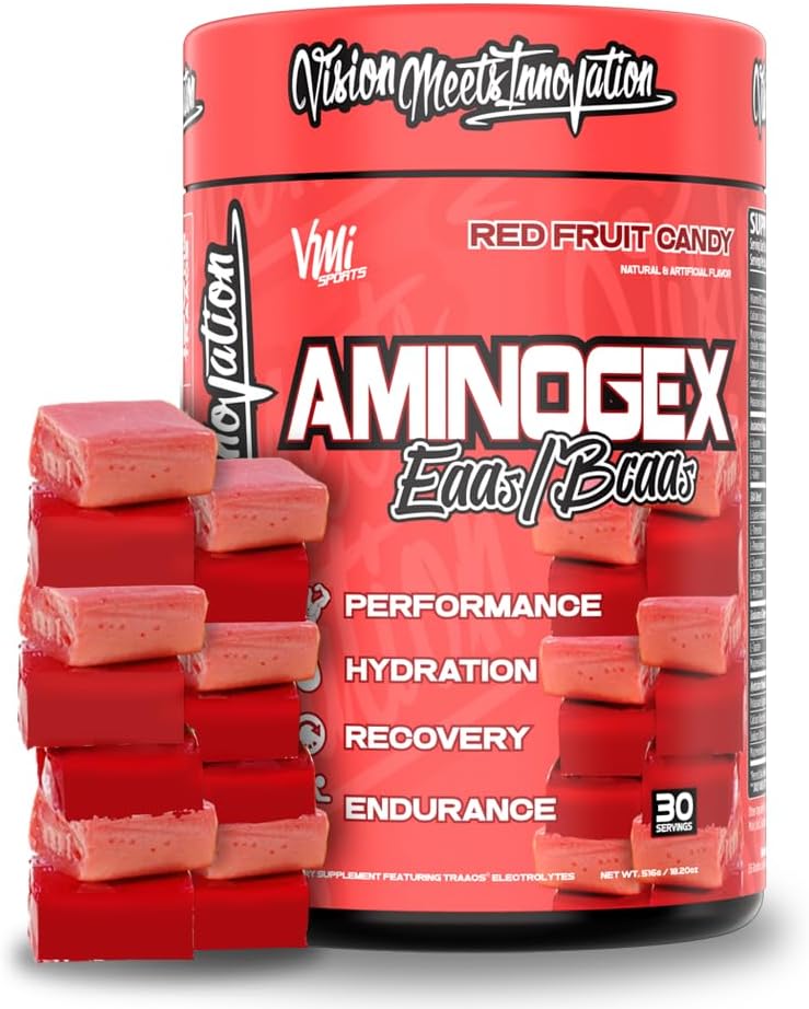 VMI SportsEnergy Ultra | BCAA Toz | Amino Asits + Betaine ve Glutamine | Amino Asit Post Workout Recovery Drink | Intra Workout Drink with Electrolytes | (30 hizmet) (Red Fruit Candy)