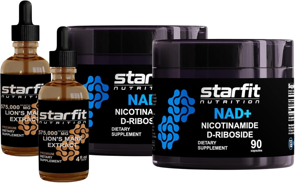 MARFIT - Nicotinamid D-Riboside, 180 Capsules & Lion's Mane 575,000 Mg Extract, 8 Fl Oz Oz Oz